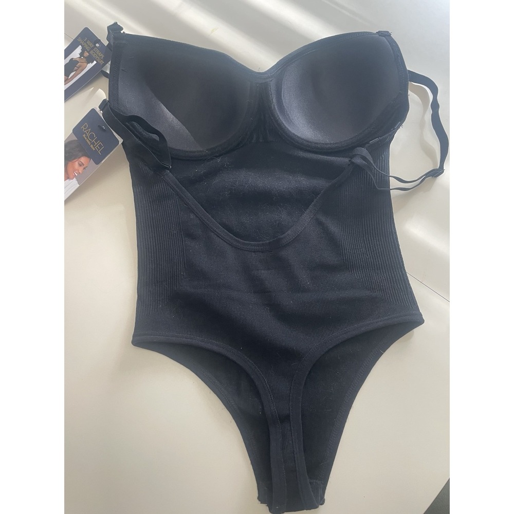 Rachel Roy 3 Way Straps Shaping Bodysuit Built-in Bra Black Size L New - Picture 2 of 6
